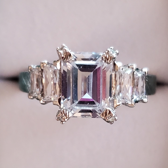 Judith Ripka CZ Emerald Cut Step Ring. Size 9.